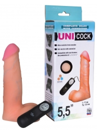 Фаллическая насадка Харнесс UNICOCK 5,5  с вибрацией - 17 см. - LOVETOY (А-Полимер) - купить с доставкой в Ноябрьске