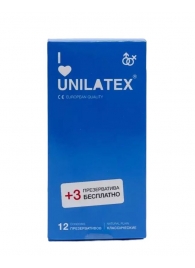 Классические презервативы Unilatex Natural Plain - 12 шт. + 3 шт. в подарок - Unilatex - купить с доставкой в Ноябрьске