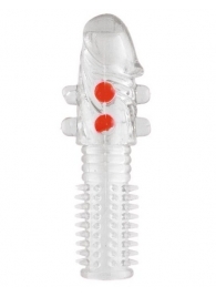 Гелевая прозрачная насадка с шариками и шипами - 14 см. - Toyfa Basic - в Ноябрьске купить с доставкой