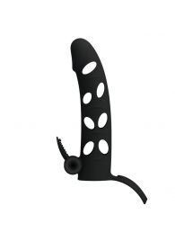 Чёрная закрытая насадка на пенис с вибрацией - 15,2 см. - Baile - в Ноябрьске купить с доставкой