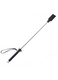 Чёрный кожаный стек с прямоугольным наконечником - 66 см. - БДСМ Арсенал - купить с доставкой в Ноябрьске