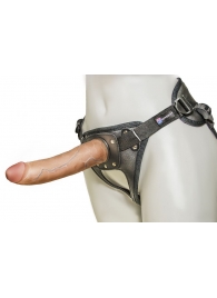 Насадка-фаллоимитатор на кожаных трусиках Harness Ultra Realistic 7  - 18 см. - LOVETOY (А-Полимер) - купить с доставкой в Ноябрьске