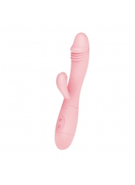 Нежно-розовый перезаряжаемый вибратор Snappy с клиторальным отростком - 19,5 см. - Baile