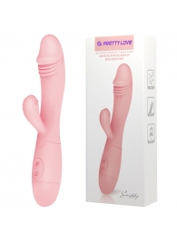 Нежно-розовый перезаряжаемый вибратор Snappy с клиторальным отростком - 19,5 см. - Baile