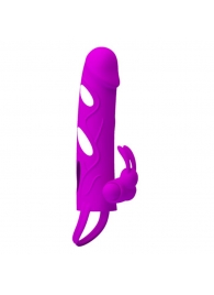 Лиловая вибронасадка на пенис с подхватом мошонки - Baile - в Ноябрьске купить с доставкой