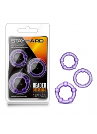 Набор из 3 фиолетовых эрекционных колец Stay Hard Beaded Cockrings - Blush Novelties - в Ноябрьске купить с доставкой