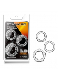 Набор из 3 прозрачных эрекционных колец Stay Hard Beaded Cockrings - Blush Novelties - в Ноябрьске купить с доставкой