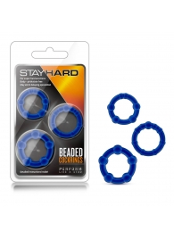 Набор из 3 синих эрекционных колец Stay Hard Beaded Cockrings - Blush Novelties - в Ноябрьске купить с доставкой