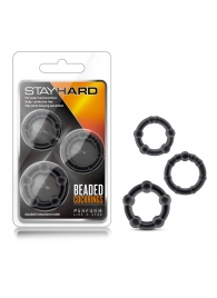 Набор из 3 чёрных эрекционных колец Stay Hard Beaded Cockrings - Blush Novelties - в Ноябрьске купить с доставкой