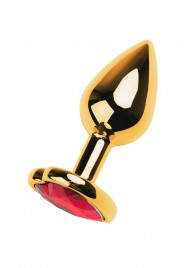 Золотистая анальная пробка с кристаллом-сердцем - 7,5 см. - ToyFa - купить с доставкой в Ноябрьске