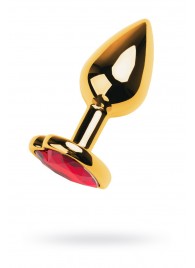 Золотистая анальная пробка с кристаллом-сердцем - 7,5 см. - ToyFa - купить с доставкой в Ноябрьске