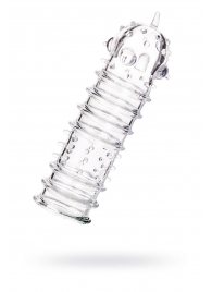 Прозрачная насадка на пенис TOYFA A-Toys с ребрами и точками - 15,3 см. - A-toys - в Ноябрьске купить с доставкой