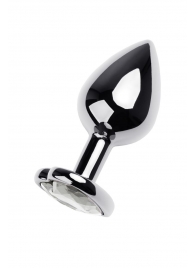 Серебристая анальная пробка с прозрачным кристаллом-сердцем - 8 см. - ToyFa - купить с доставкой в Ноябрьске