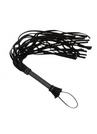 Чёрная плеть с кожаной рукоятью - 65 см. - Sitabella - купить с доставкой в Ноябрьске