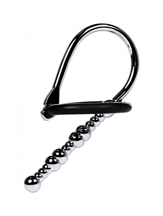 Серебристый уретральный плаг-бусины TOYFA Metal с мягким фиксириющим кольцом - ToyFa - купить с доставкой в Ноябрьске