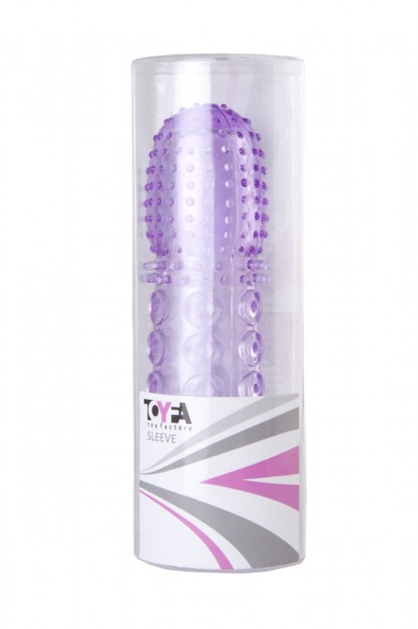 Насадка гелевая фиолетовая с точками, шипами и наплывами - 13,5 см. - Toyfa Basic - в Ноябрьске купить с доставкой