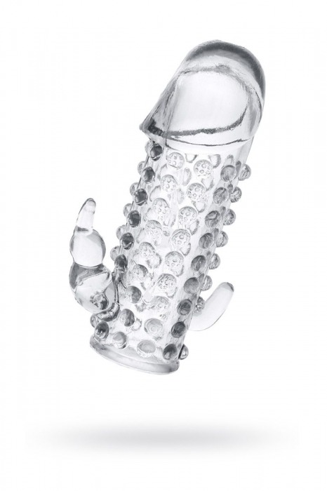 Гелевая прозрачная насадка с 2 отростками - 13 см. - Toyfa Basic - в Ноябрьске купить с доставкой