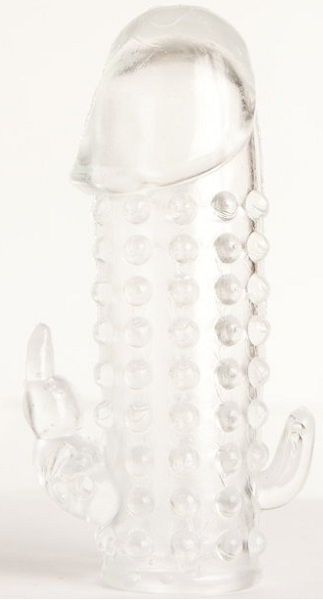 Гелевая прозрачная насадка с 2 отростками - 13 см. - Toyfa Basic - в Ноябрьске купить с доставкой