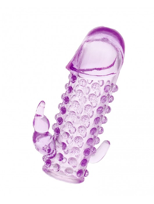 Закрытая фиолетовая насадка с 2 отростками - 13 см. - Toyfa Basic - в Ноябрьске купить с доставкой