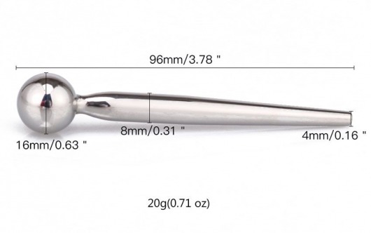 Гладкий металлический уретральный плаг с шариком - 9,6 см. - Notabu - купить с доставкой в Ноябрьске
