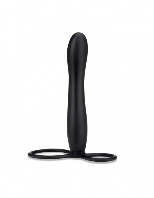 Черная насадка на пенис для двойной стимуляции Mojo BlackJack - 15 см. - Seven Creations - в Ноябрьске купить с доставкой