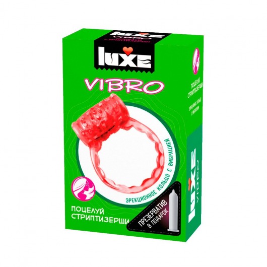 Розовое эрекционное виброкольцо Luxe VIBRO  Поцелуй стриптизёрши  + презерватив - Luxe - в Ноябрьске купить с доставкой