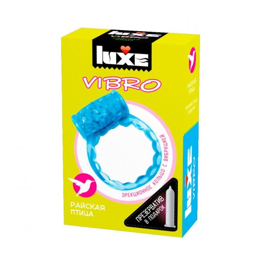 Голубое эрекционное виброкольцо Luxe VIBRO  Райская птица  + презерватив - Luxe - в Ноябрьске купить с доставкой