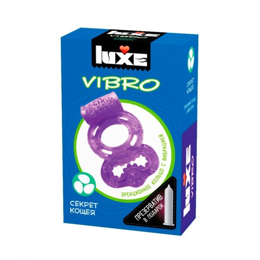 Фиолетовое эрекционное виброкольцо Luxe VIBRO  Секрет Кощея  + презерватив - Luxe - в Ноябрьске купить с доставкой