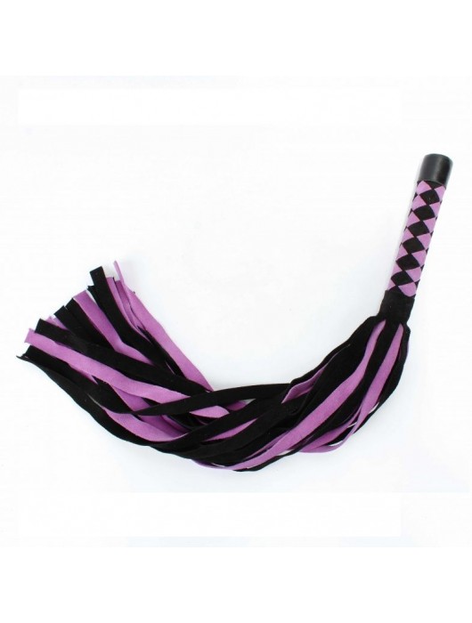 Черно-розовая плеть из замши - 58 см. - БДСМ Арсенал - купить с доставкой в Ноябрьске