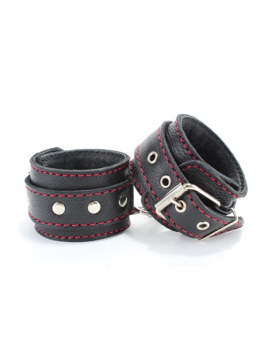 Черный бондажный набор с красной строчкой - БДСМ Арсенал - купить с доставкой в Ноябрьске