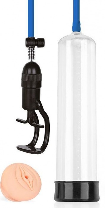 Прозрачная вакуумная помпа Sex Expert с насадкой-вагиной - Sex Expert - в Ноябрьске купить с доставкой