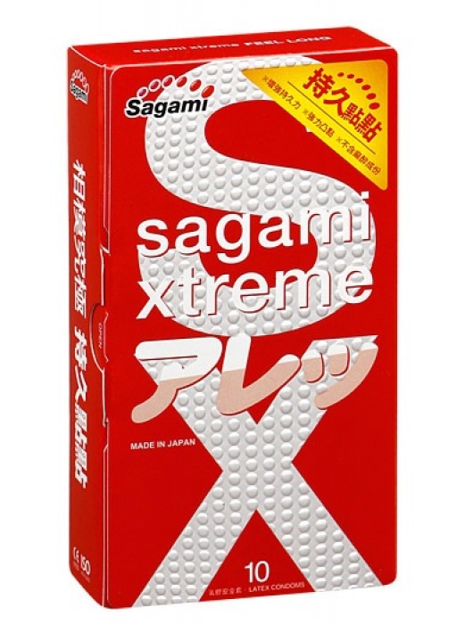 Утолщенные презервативы Sagami Xtreme Feel Long с точками - 10 шт. - Sagami - купить с доставкой в Ноябрьске