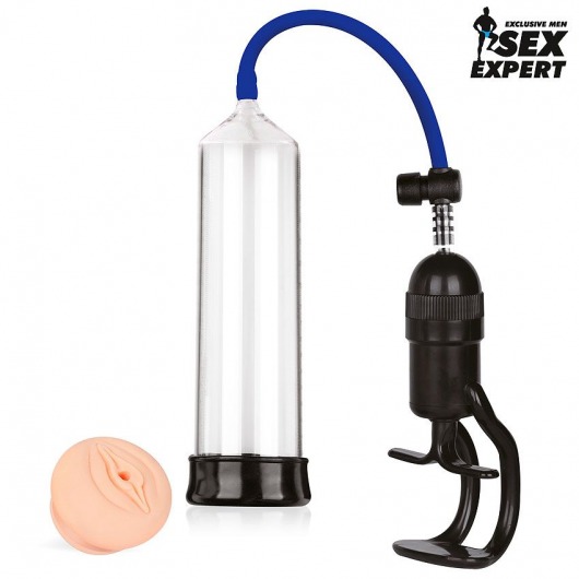 Прозрачная вакуумная помпа с ручным поршнем - Sex Expert - в Ноябрьске купить с доставкой