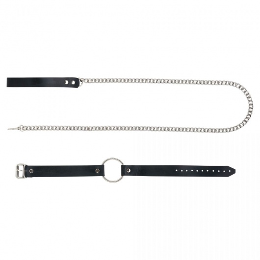 Черный поводок и чокер с кольцом Rada - Rebelts - купить с доставкой в Ноябрьске