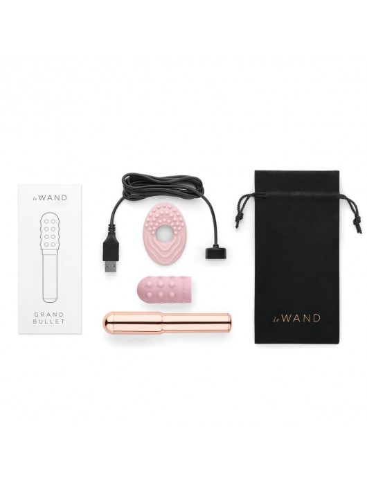 Пудровый жезловый вибратор Le Wand Grand Bullet с двумя нежными насадками - Le Wand