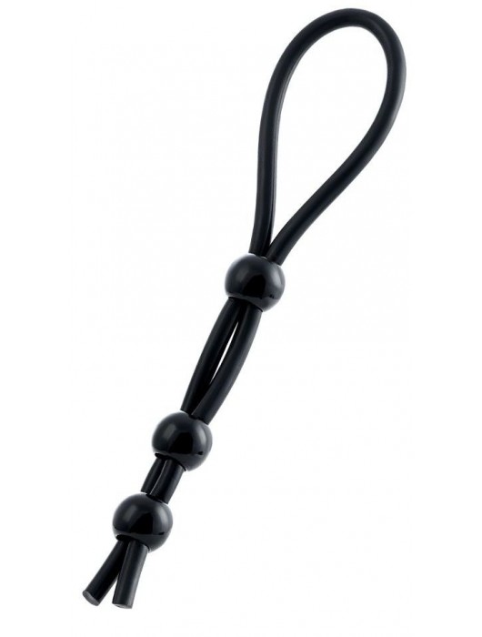 Черное лассо на пенис с тремя бусинами - A-toys - в Ноябрьске купить с доставкой
