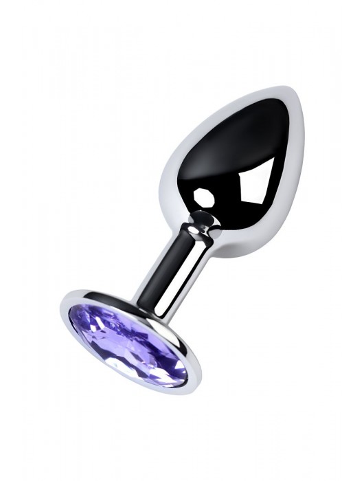 Серебристая конусовидная анальная пробка с фиолетовым кристаллом - 7 см. - ToyFa - купить с доставкой в Ноябрьске