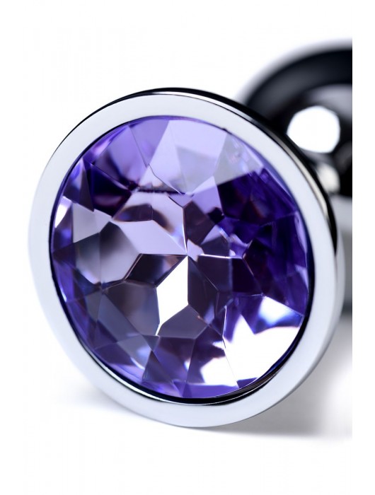 Серебристая конусовидная анальная пробка с фиолетовым кристаллом - 7 см. - ToyFa - купить с доставкой в Ноябрьске