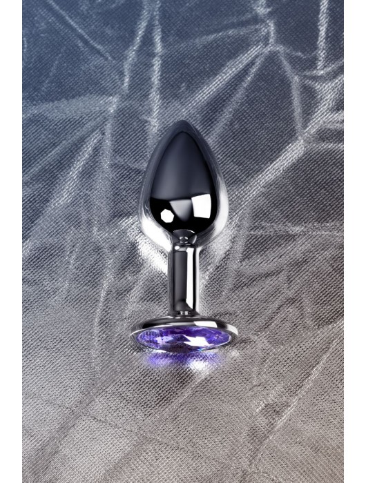 Серебристая конусовидная анальная пробка с фиолетовым кристаллом - 7 см. - ToyFa - купить с доставкой в Ноябрьске