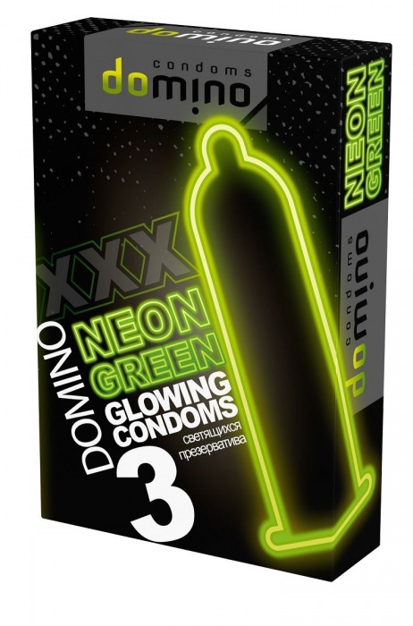 Презервативы DOMINO Neon Green со светящимся в темноте кончиком - 3 шт. - Domino - купить с доставкой в Ноябрьске