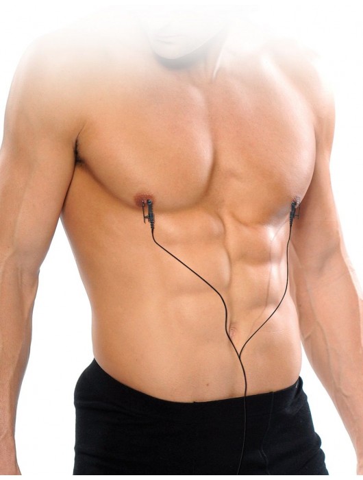 Черные электрические зажимы для сосков Shock Therapy Nipple Clamps - Pipedream - купить с доставкой в Ноябрьске