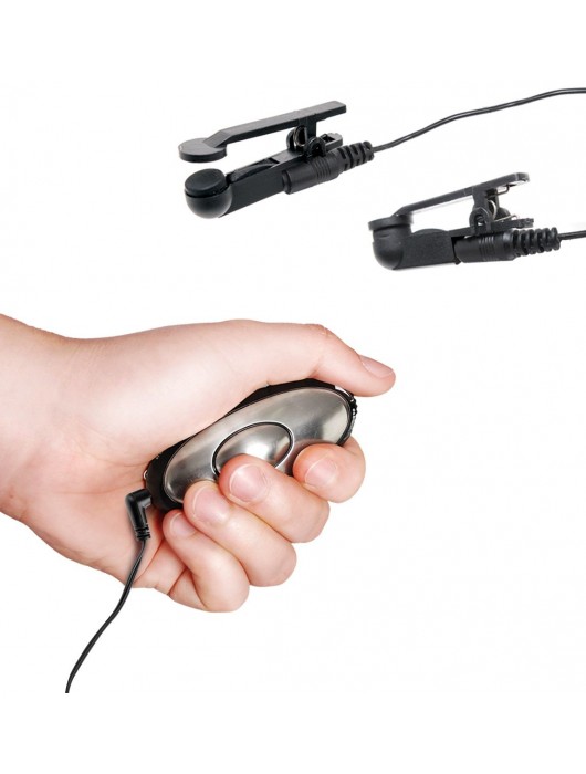 Черные электрические зажимы для сосков Shock Therapy Nipple Clamps - Pipedream - купить с доставкой в Ноябрьске