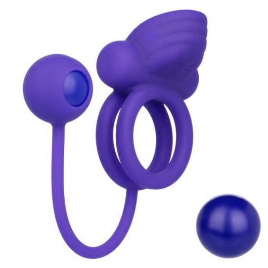 Фиолетовое эрекционное кольцо с утяжелителем Silicone Rechargeable Dual Rockin Rim Enhancer - California Exotic Novelties - в Ноябрьске купить с доставкой