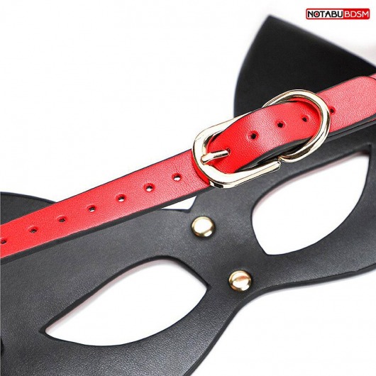 Красно-черная игровая маска с ушками - Notabu - купить с доставкой в Ноябрьске