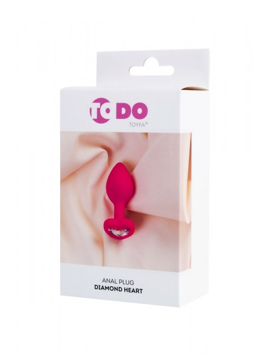 Розовая анальная втулка Diamond Heart с прозрачным кристаллом - 7 см. - ToyFa - купить с доставкой в Ноябрьске