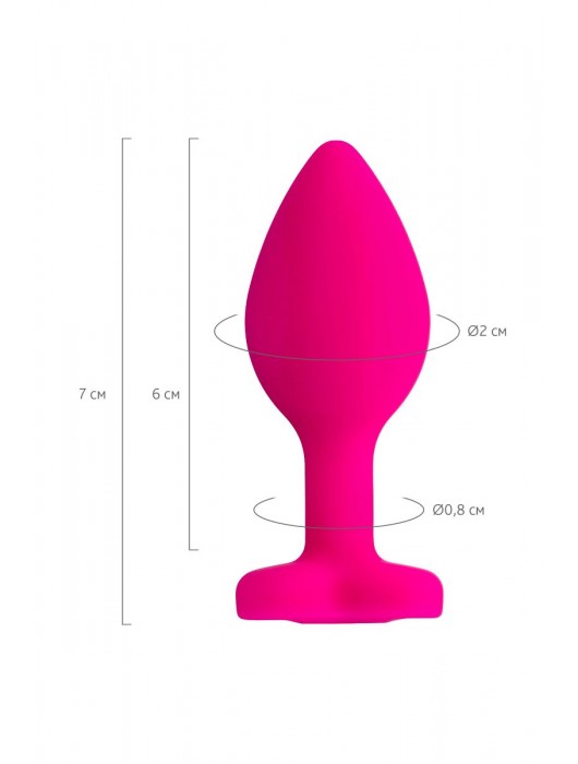 Розовая анальная втулка Diamond Heart с прозрачным кристаллом - 7 см. - ToyFa - купить с доставкой в Ноябрьске