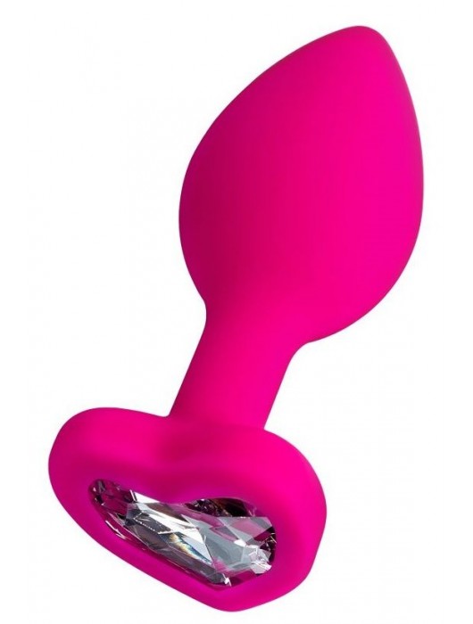 Розовая анальная втулка Diamond Heart с прозрачным кристаллом - 8 см. - ToyFa - купить с доставкой в Ноябрьске