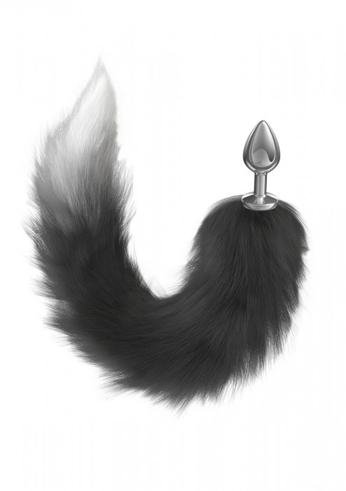 Серебристая анальная пробка с черным хвостом Galaxy - Lola Games - купить с доставкой в Ноябрьске