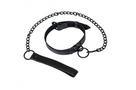 Черный ошейник Sin с поводком - Lola Games - купить с доставкой в Ноябрьске