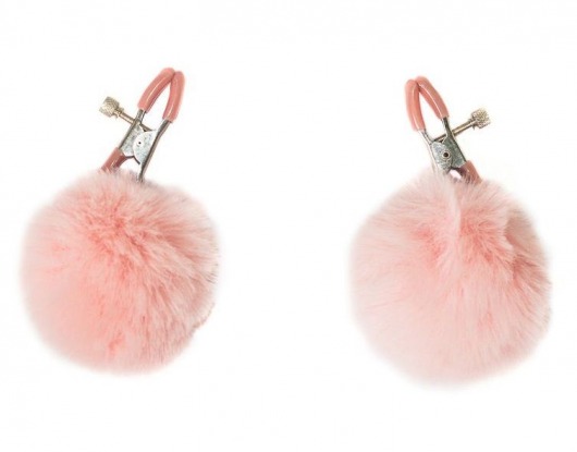 Зажимы на соски Angelic с розовыми меховыми шариками - Lola Games - купить с доставкой в Ноябрьске